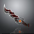 Fantasy Sword With Intricate Red Black Patterns And Ornate Hilt Design