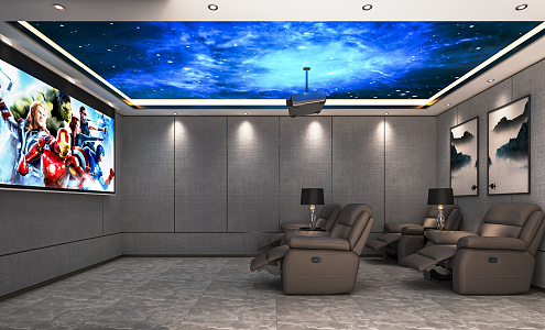 Modern Video Room Cinema Private Cinema Screening Hall Massage Chair Single Person Sofa Starry Top 3d model