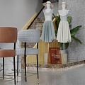 Modern Fashion Store Interior Design With Mannequins Pendant Lights Display Area And Tables