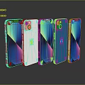 Apple Smartphones In Various Colors With Colorful Screen Display And Reflections