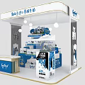 Exhibition Booth For New Zealand Imported Milk With Modern Blue White Design And Display Shelves