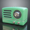 Vintage Green Radio Speaker with Retro Classic Design and Control Knobs 3d model