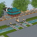 Ancient Architecture With Green Roof Multi Layered Structure Stone Wall And Arched Gateways