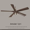 Annular Light Ceiling Fan With Wooden Blades And Illuminated Center