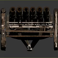 Ancient Historical Wooden Cannon Cart With Large Wheels And Multiple Barrels