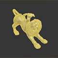 Artistic Greenish Bronze Lion Sculpture With Dynamic Stance And Shiny Metallic Surface