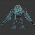 Fierce Mythical Warrior Creature With Red Body Yellow Black Armor And Silver Claw Weapons
