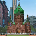 Historic Church Building With Green Dome Red Brick And Traditional Architecture In Urban Setting
