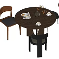 Dining table and chair combination round table 3d model