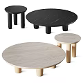 Stylish Round Coffee Tables With Light And Black Cylindrical Legs Design 3d model