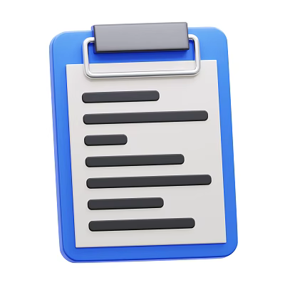 Practical Blue Notebook with Metal Clip and White Paper Having Black Lines for Writing 3d model