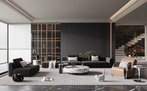 Modern Living Room Duplex Living Room 3d model