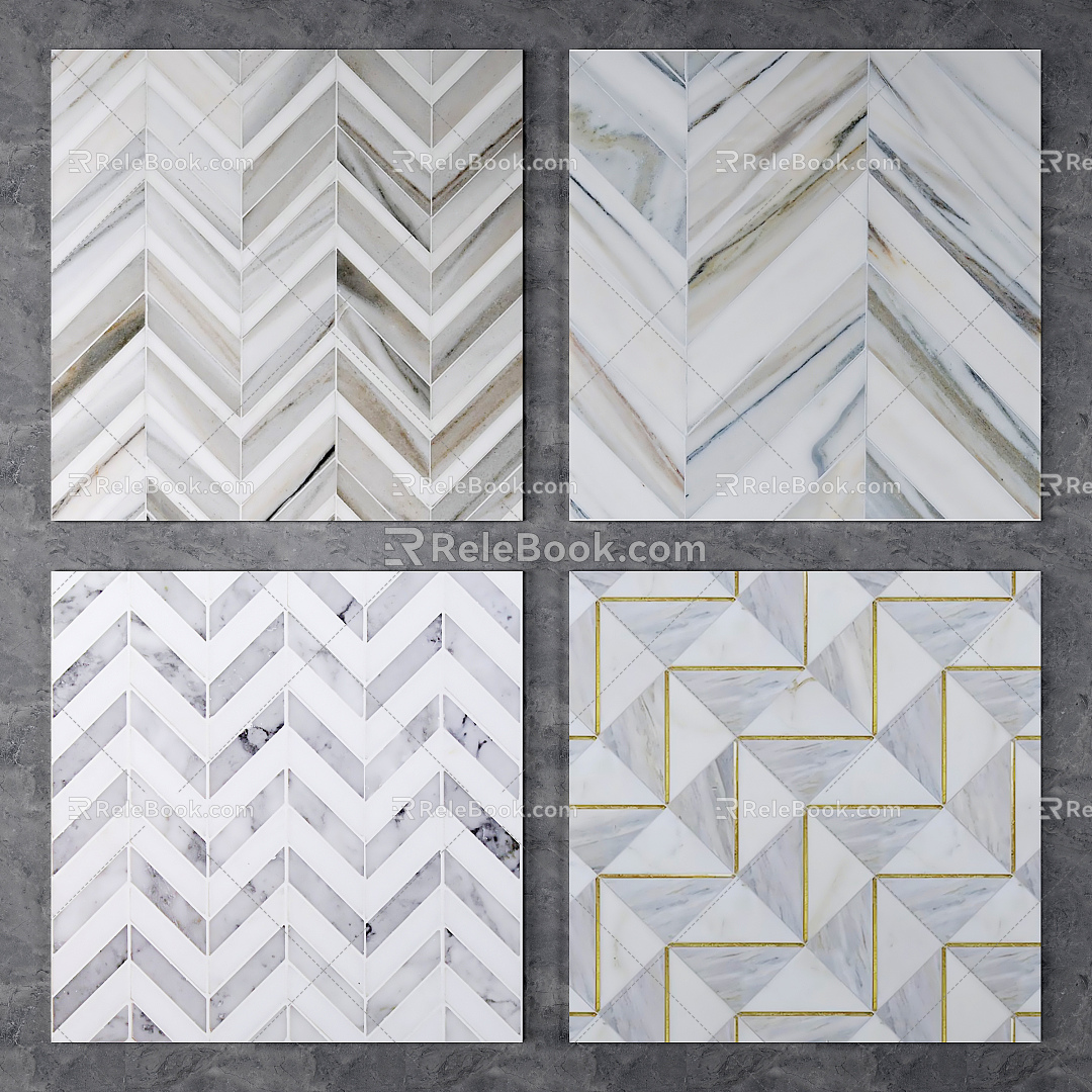 Modern Floor Tile Stone Parquet Marble Parquet Water Knife Parquet 3d model