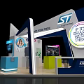 ST Logo Exhibition Booth With Asia Water Smart Theme And Display Counters Screens 3d model