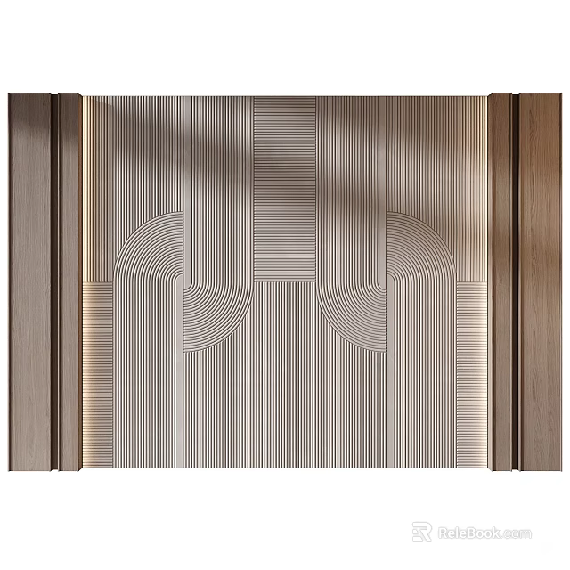 Modern Geometric Feature Wall With Vertical Stripes Wooden Frame And Neutral Tones 3d model