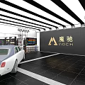 4S Car Dealership Showroom With Luxury Car And Branding Wall