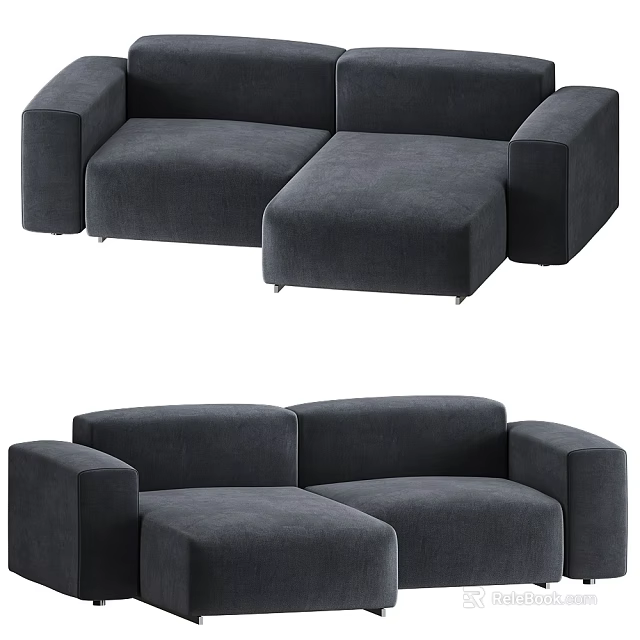 Modern Black Two Seater Sofa With Modular Design And Comfortable Upholstery 3d model
