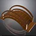 Red Wooden Arch Bridge Traditional Architecture Design With Curved Beams