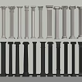 White And Black Columns With Various Design Styles In Display Collection 3d model