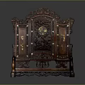 Redwood Carved Screen With Intricate Openwork Carving And Inlaid Decoration