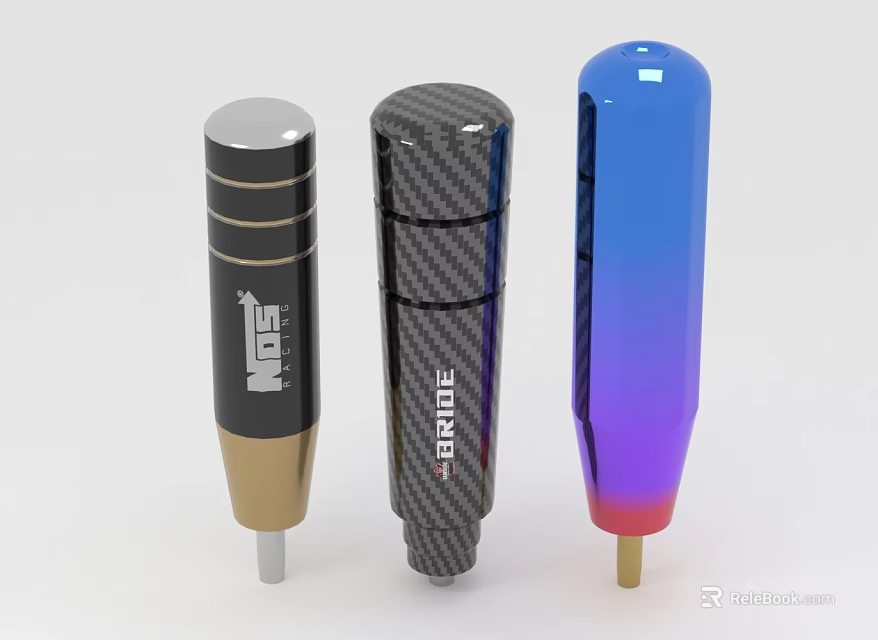 Car Gear Shift Knobs With Different Stylish Designs Carbon Fiber And Gradient Colors 3d model 