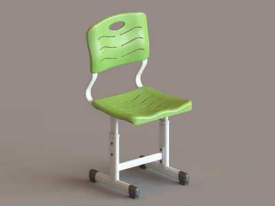 Green Office Chair Featuring White Frame Breathable Backrest And Rolling Wheels 3d model