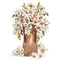 Elegant Decorative Ornament Set With White Flowers Copper Vase White Candles And Copper Candle Holders