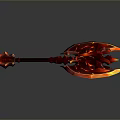 Fiery Flaming Axe Weapon With Red Orange Intricate Patterns And Decorative Handle