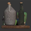 Decorative Ornament Set With Wooden Tray Books Pumpkin Bottles Hourglass And Metal Canisters