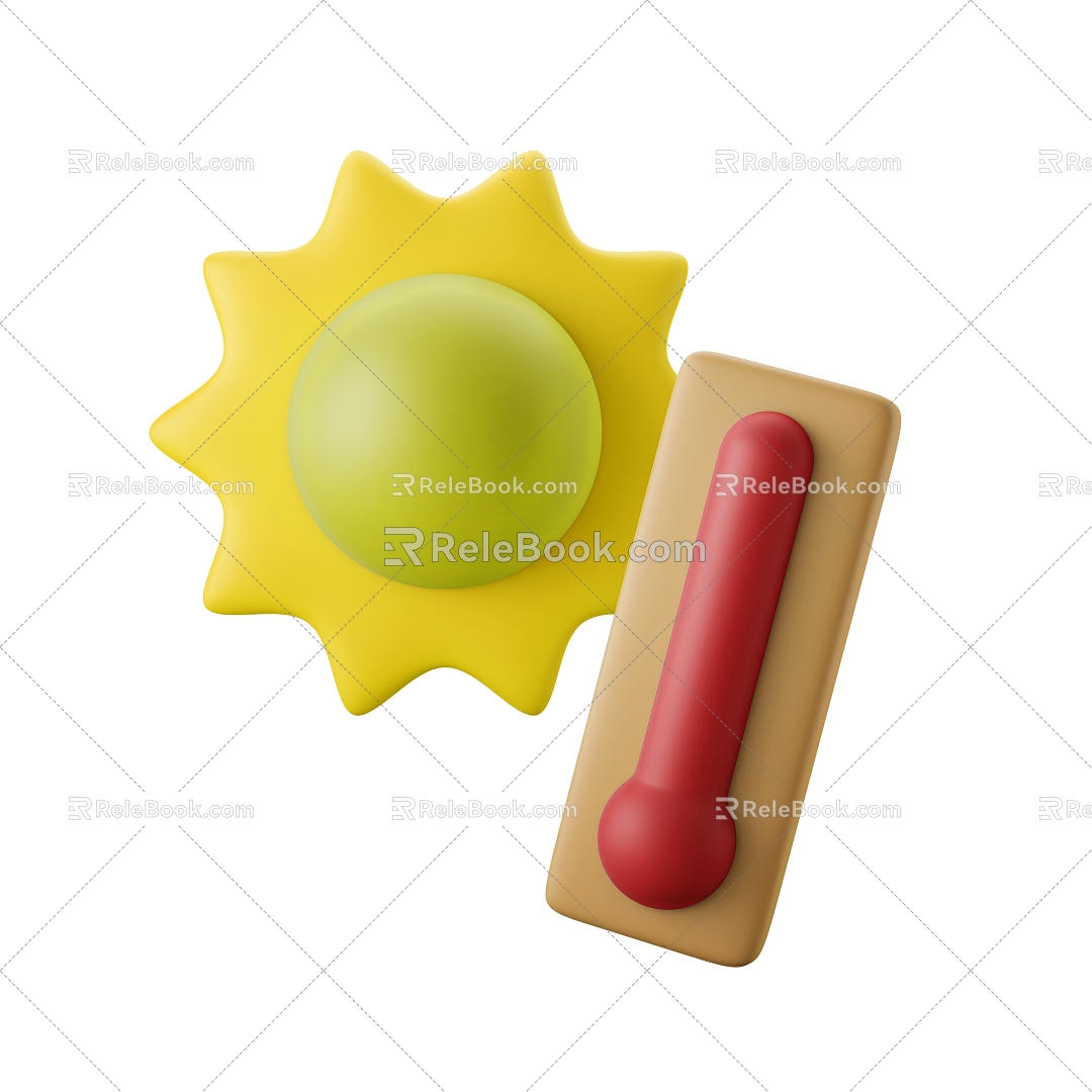 Modern Sun Thermometer Cartoon Sun Cartoon Summer Scene 3d model