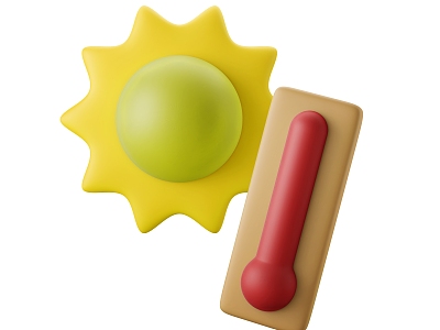 Modern Sun Thermometer Cartoon Sun Cartoon Summer Scene 3d model