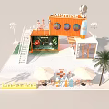Mistine Orange Container Exhibition Booth With Decorative Design Elements And Brand Signage 3d model