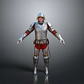 Medieval Knight Full Body Silver Armor With Red Accents And Metallic Details