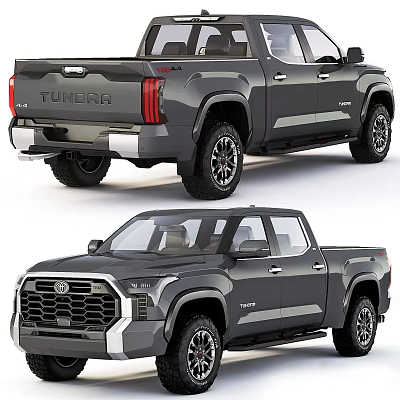 Toyota Tundra Pickup Truck Exterior Design With Crew Cab And Alloy Wheels 3d model