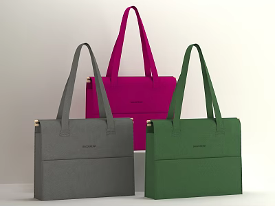 Stylish Gray Pink Green Handbags With Long Handles And Minimalist Design 3d model