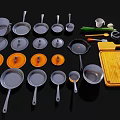 Industrial Kitchen Equipment Set With Pots Pans Lids Cutting Board And Utensils
