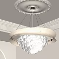 Elegant White Feather Chandelier Hanging From Decorative Ceiling With Ornate Details
