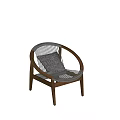 Modern Leisure Chair With Light Wood Frame Round Armrests And Black Vertical Woven Stripes