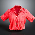 Red Short Sleeve Collared Shirt With Stylish Front Pocket Design