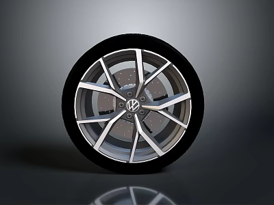 High Quality Silver Alloy Car Wheel Rim With Black Tire And Spoke Design 3d model