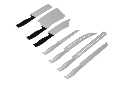 Assorted Kitchen Knives Set With Stainless Steel Blades And Ergonomic Handles 3d model