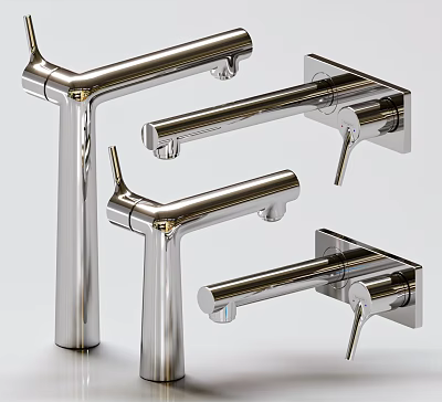 Modern Stainless Steel Faucets With Wall Mounted Freestanding And Sleek Designs 3d model