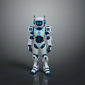 Game Movie Robot Character With White Blue Armor Mechanical Design And Glowing Accents