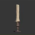 Burned Candle On Copper Candlestick Holder With Melted Wax Dripping Design