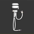 White And Black Robot Octopus Hybrid 3D Model With Spherical Head And Tentacles
