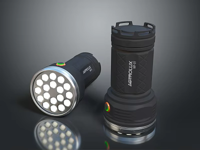Durable Waterproof Flashlights with Multiple LED Lights and Ergonomic Grip 3d model
