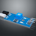 Blue Electronic Sensor Circuit Board Module With Square Cylindrical Components And Metal Pins 3d model