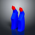 Two Blue Hardware Utility Bottles With Red Caps For Daily Use 3d model