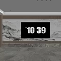 Modern Elegant TV Background Wall Design With Marble Texture And LED Lighting Strips 3d model