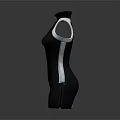 Fashionable Black Sleeveless Jumpsuit With White Accents And Zipper Design